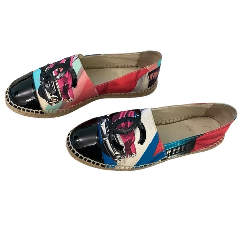 Chanel Colorful Car Print Espadrilles